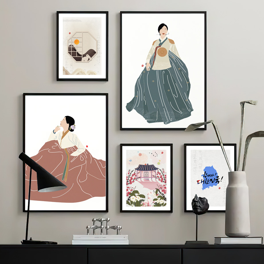 韓国スタイル自由奔放に生きる韓服少女アジアの壁アート美学プリ - Korean Lifestyle Aesthetic のレビューと価格