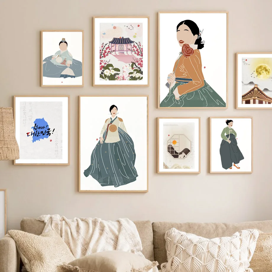 韓国スタイル自由奔放に生きる韓服少女アジアの壁アート美学プリ - Korean Lifestyle Aesthetic のレビューと価格